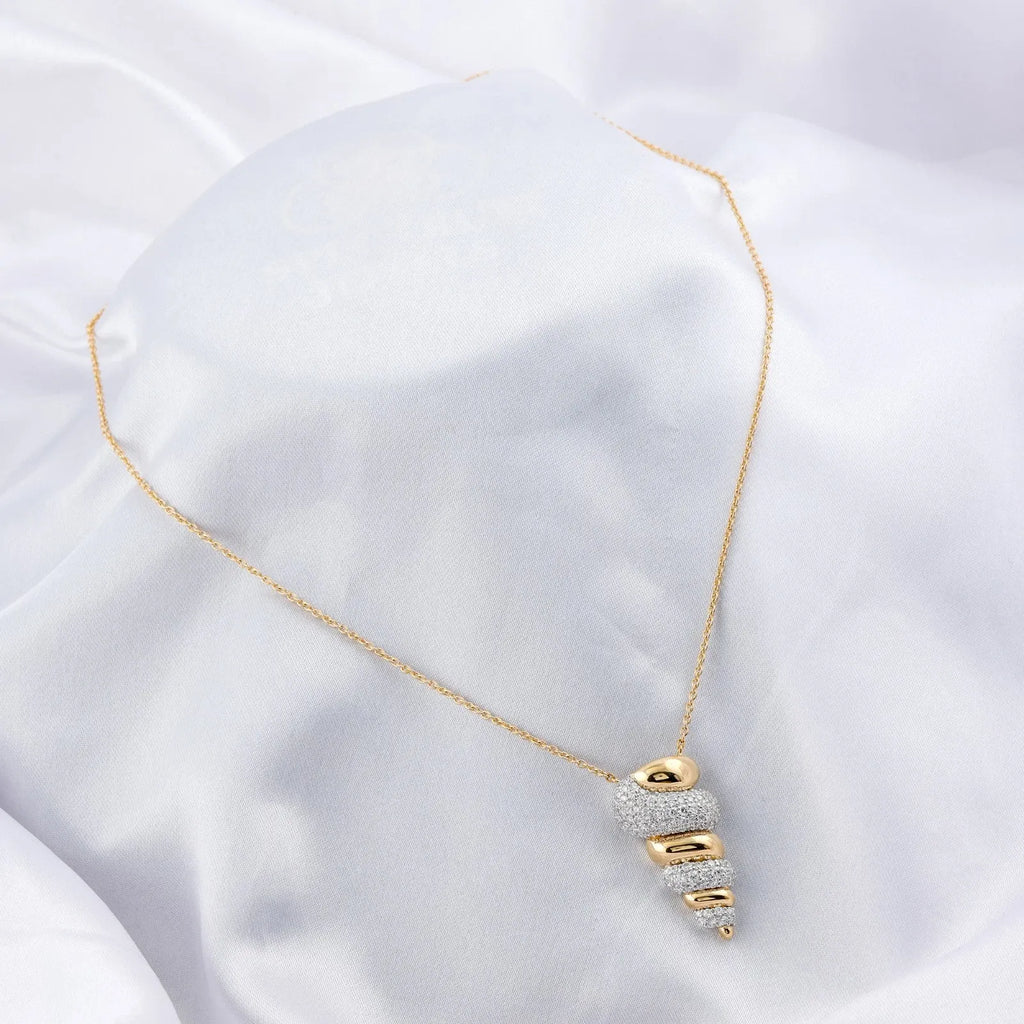 18K Solid Yellow Gold Necklace with 1.55 ct SI/H Diamond Pendant