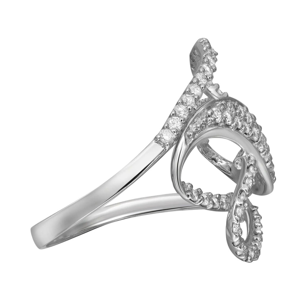 Women's 14K White Gold 0.85 ct Total Weight Round Diamond Cocktail Ring, Prong Set, Size 6