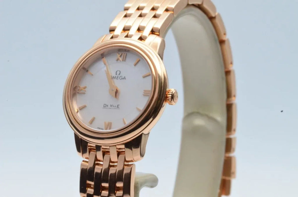 OMEGA DE VILLE PRESTIGE QUARTZ WOMEN'S RARE VINTAGE 27MM 18K GOLD 424.50.27