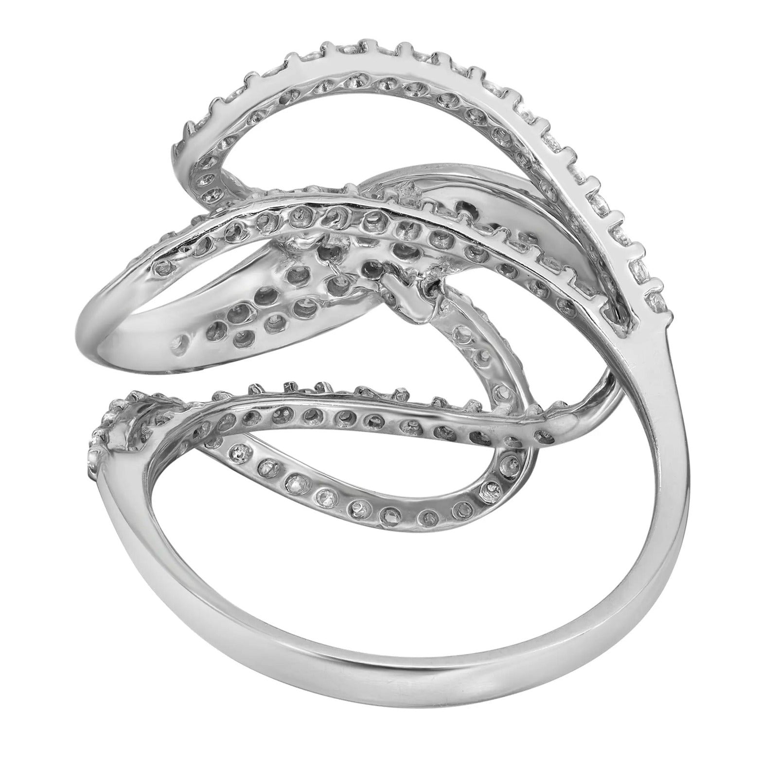 Women's 14K White Gold 0.85 ct Total Weight Round Diamond Cocktail Ring, Prong Set, Size 6