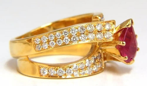 1.70ct Round Natural Diamond Ruby 14k Yellow Gold Wedding Cocktail Ring