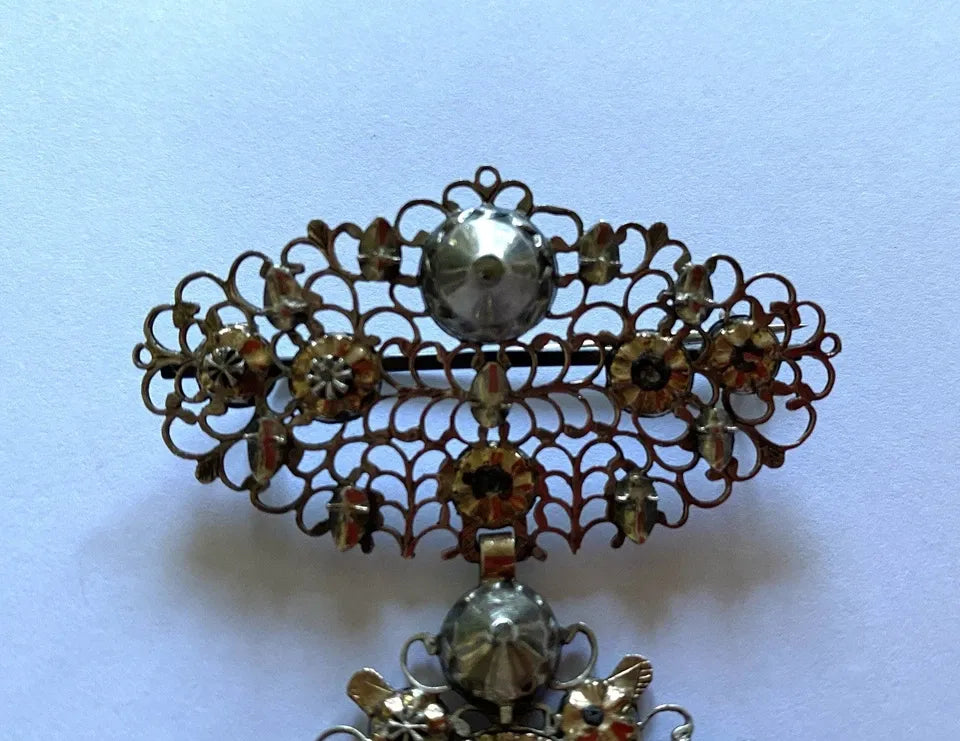 Early 19th Century Jewelry. Butterfly or Flemish Cross mounted as a Brooch. Silver, Gold