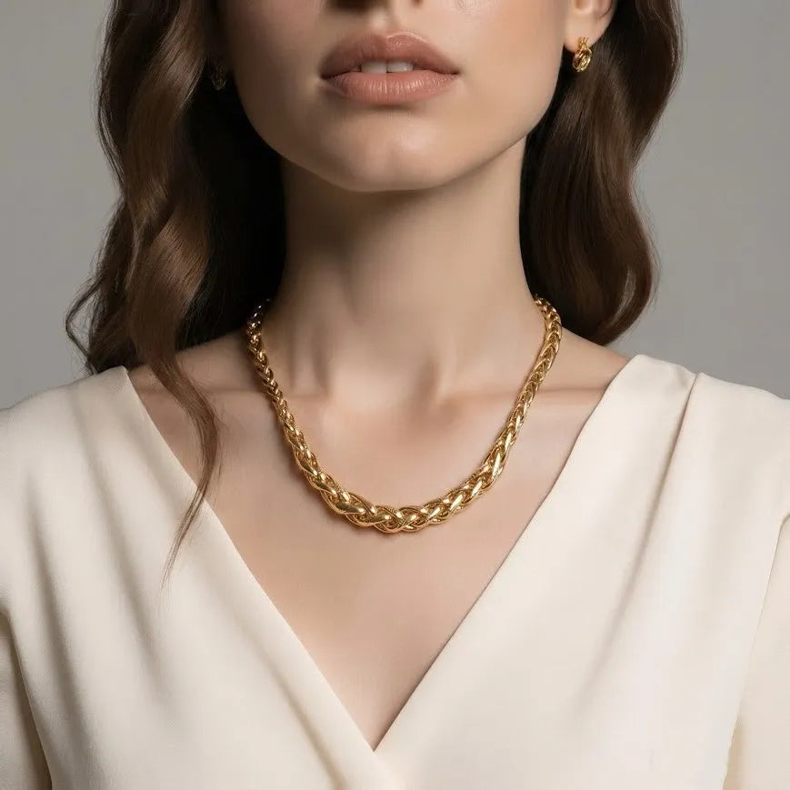 18K gold plated 750/000 graduated palm chain necklace 45cm
