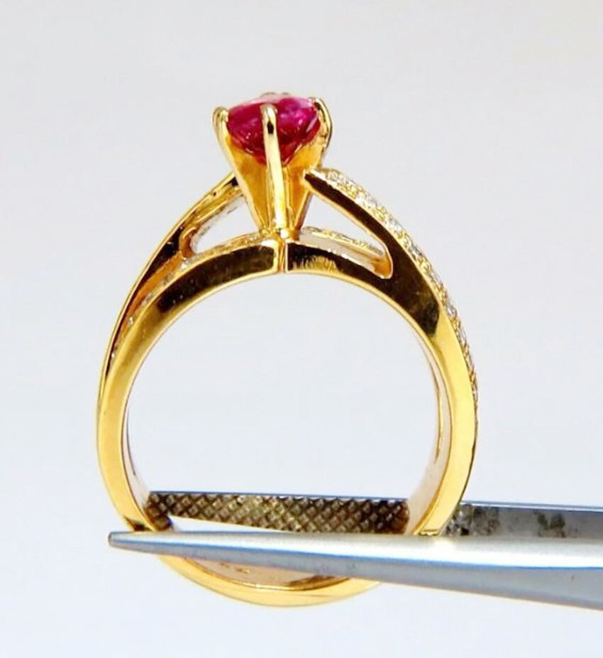 1.70ct Round Natural Diamond Ruby 14k Yellow Gold Wedding Cocktail Ring