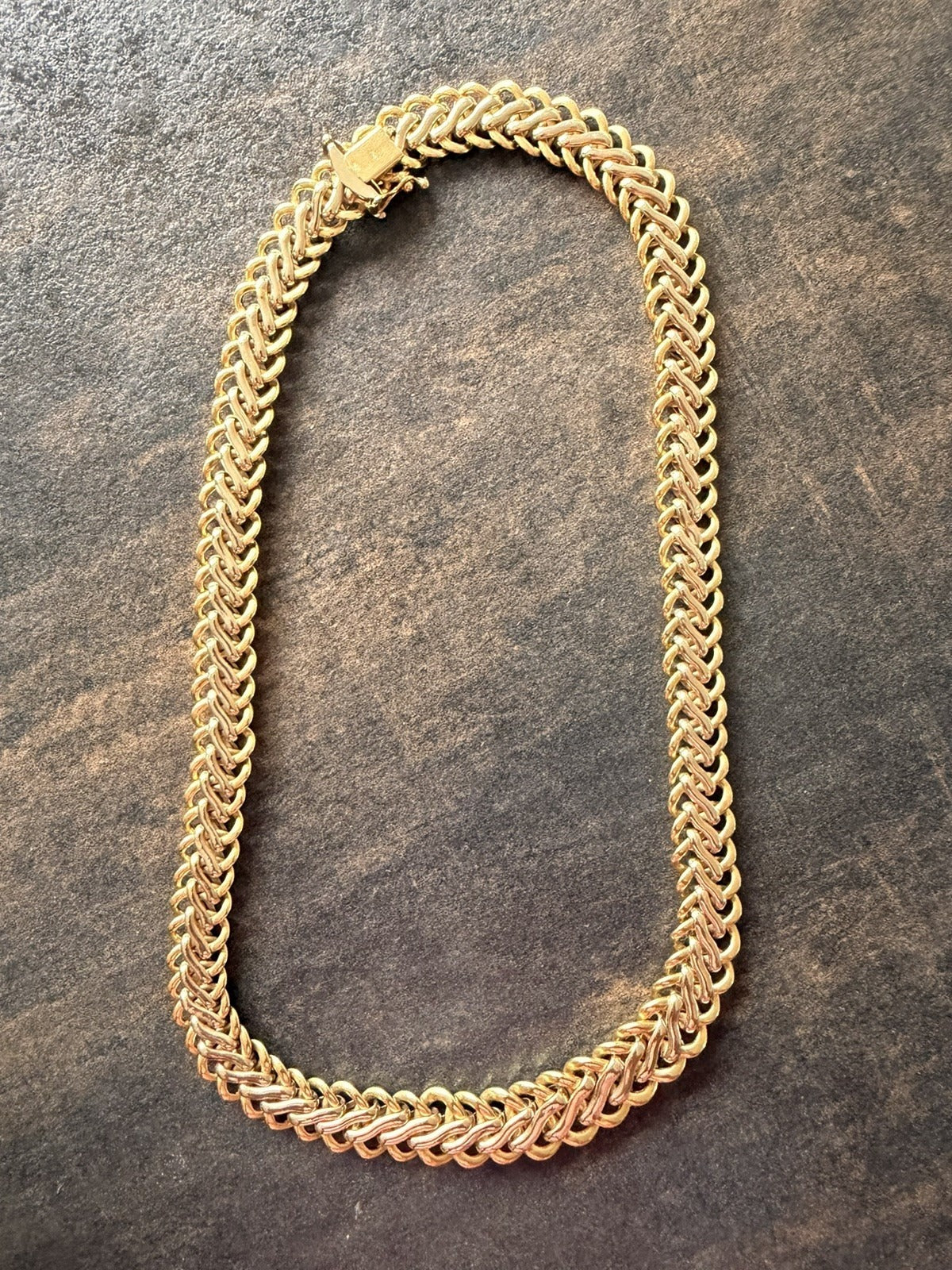 GAREL Paris 18K 750 Gold Necklace Two-Tone Braided Mesh Vintage 34.9 g