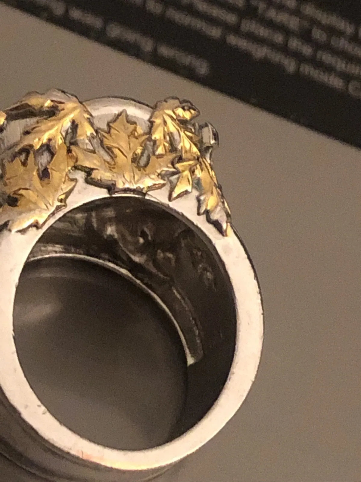 Antique Sapphire, Silver and Gold Petal Ring