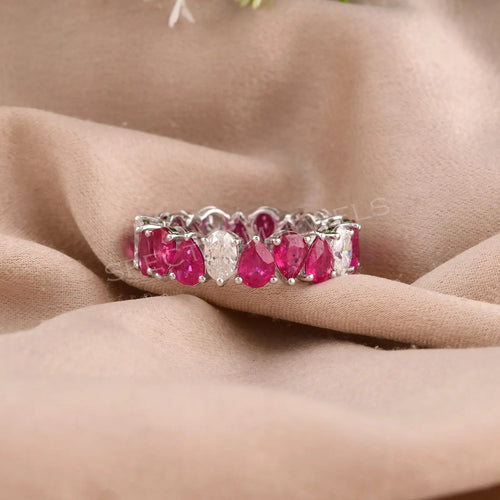 5.98Ct Genuine Ruby & Diamond Wedding Engagement Ring Gift for