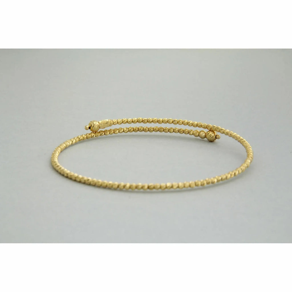 Women's 18K Yellow Gold 750 Italian Diamond-Cut Cuff Bracelet