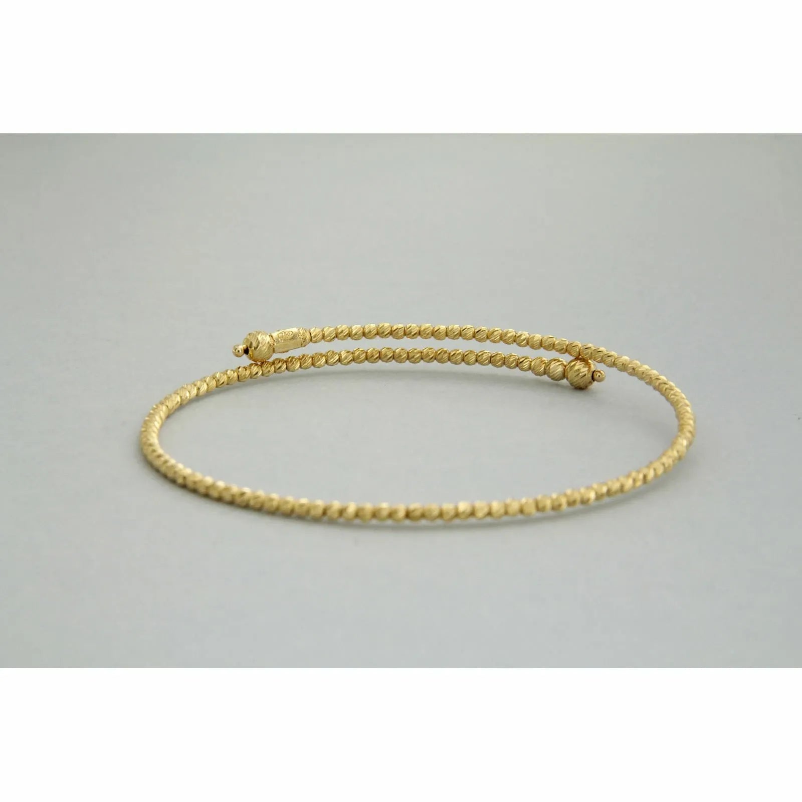 Women's 18K Yellow Gold 750 Italian Diamond-Cut Cuff Bracelet