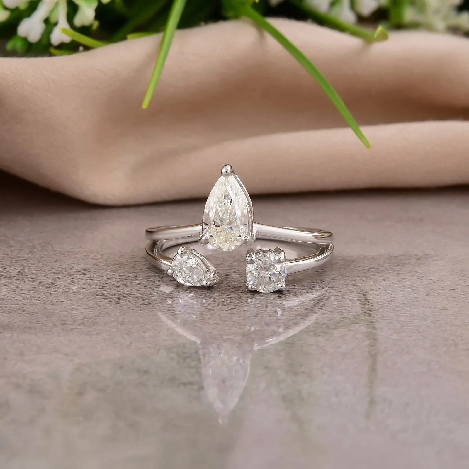 1.16 Ct Natural SI/H Round Diamond Ring In 18k White Gold Gift