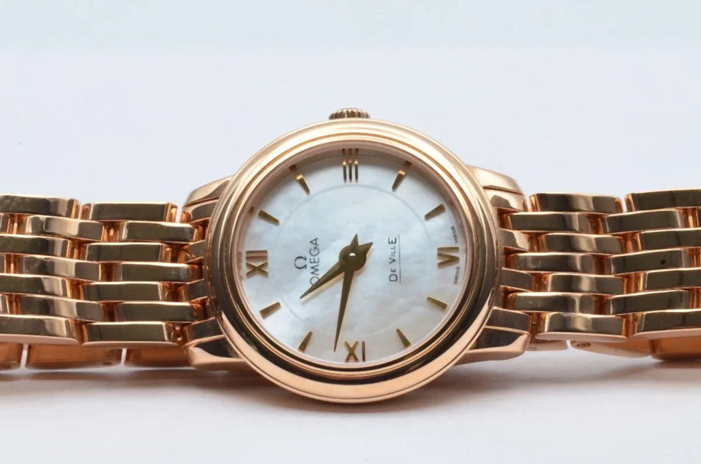 OMEGA DE VILLE PRESTIGE QUARTZ WOMEN'S RARE VINTAGE 27MM 18K GOLD 424.50.27