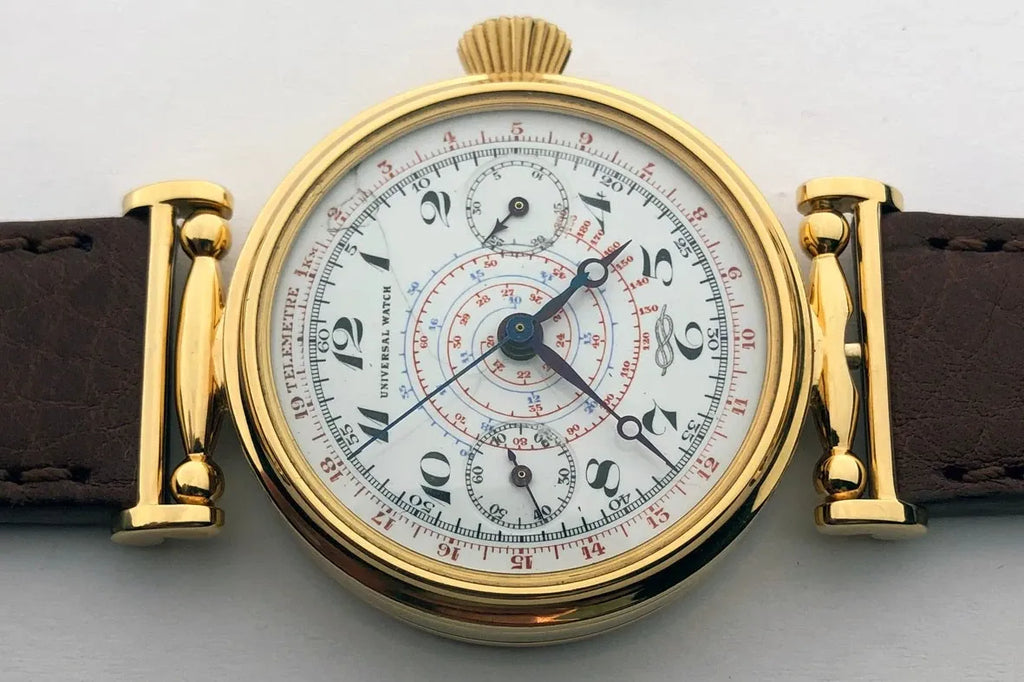 Rare VINTAGE Swiss Mechanical UNIVERSAL Gilded Chronograph Wristwatch Marriage-