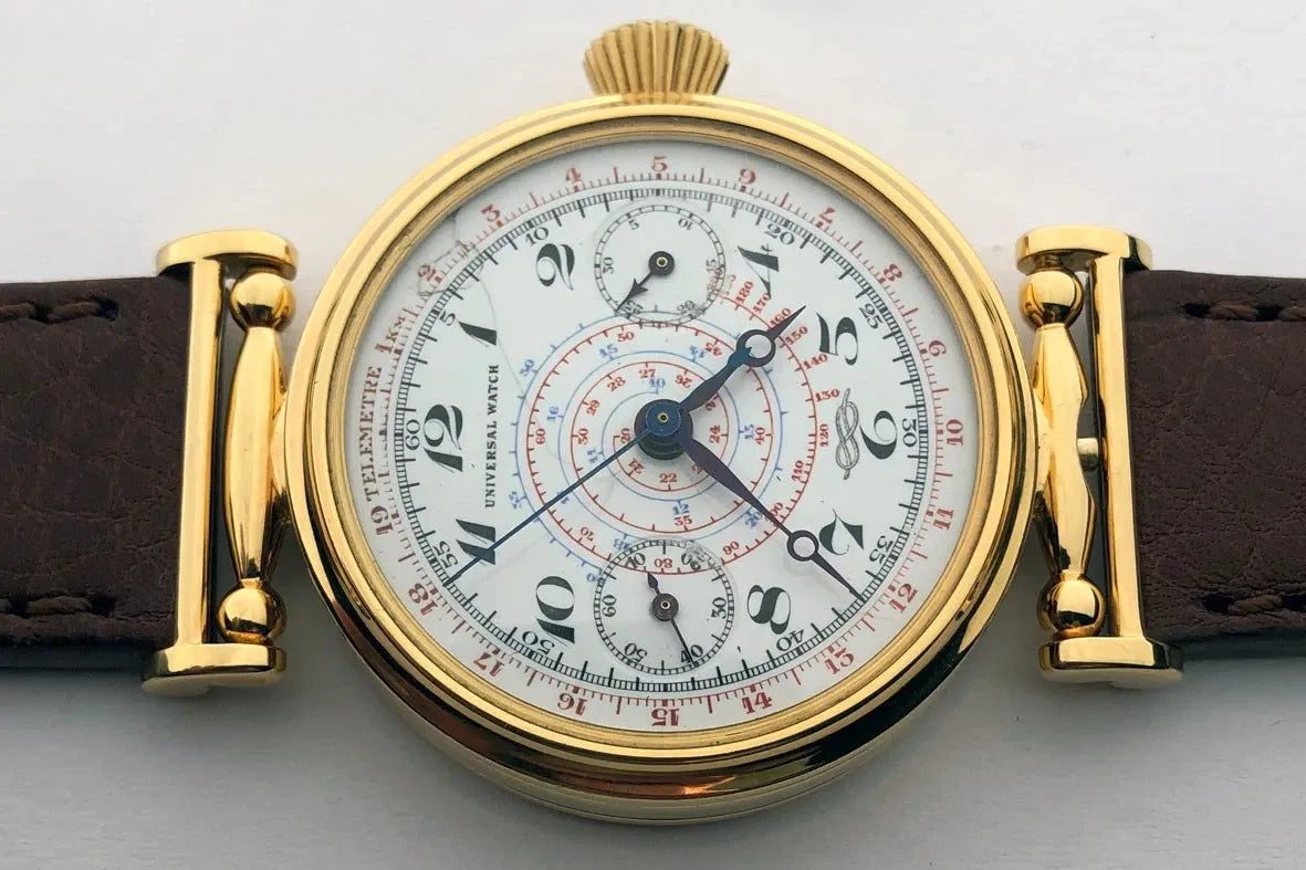 Rare VINTAGE Swiss Mechanical UNIVERSAL Gilded Chronograph Wristwatch Marriage-