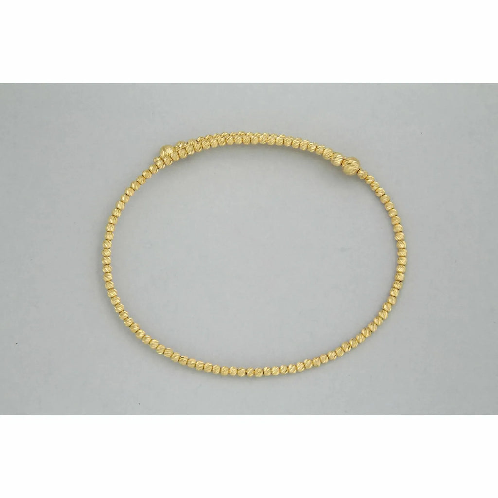 Women's 18K Yellow Gold 750 Italian Diamond-Cut Cuff Bracelet