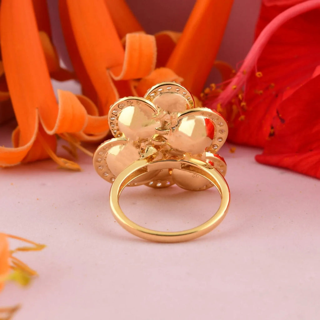 1.19 Ct SI/H Round Natural Diamond Cocktail Ring in 14k Solid Yellow Gold