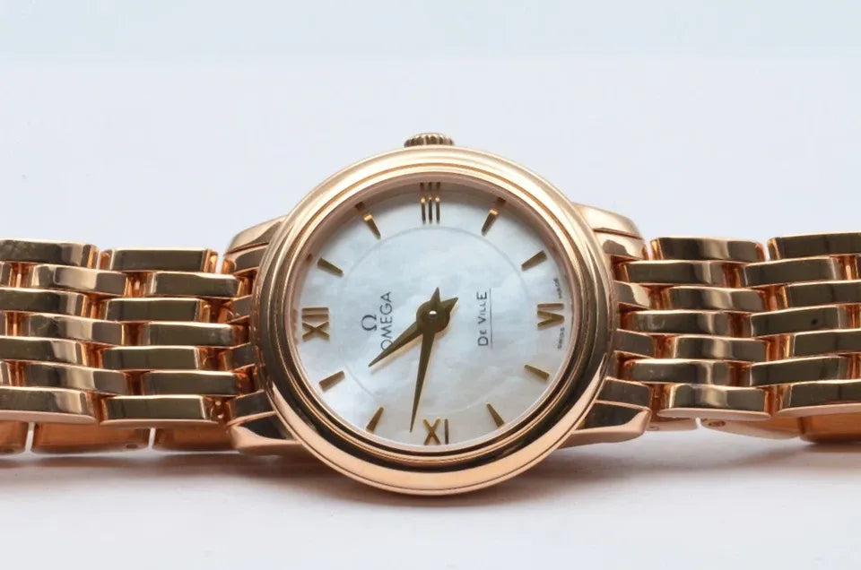 OMEGA DE VILLE PRESTIGE QUARTZ WOMEN'S RARE VINTAGE 27MM 18K GOLD 424.50.27