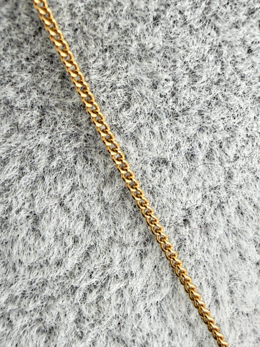 18K Solid Gold Necklace with Burgundy Stone - 40 cm