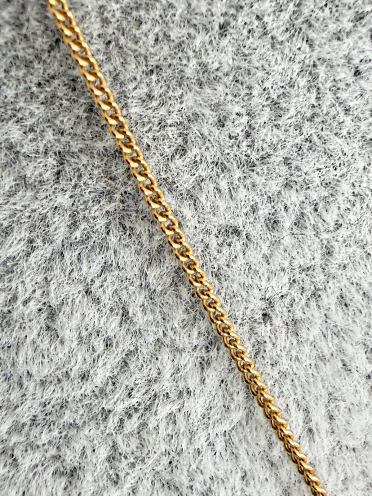 18K Solid Gold Necklace with Burgundy Stone - 40 cm