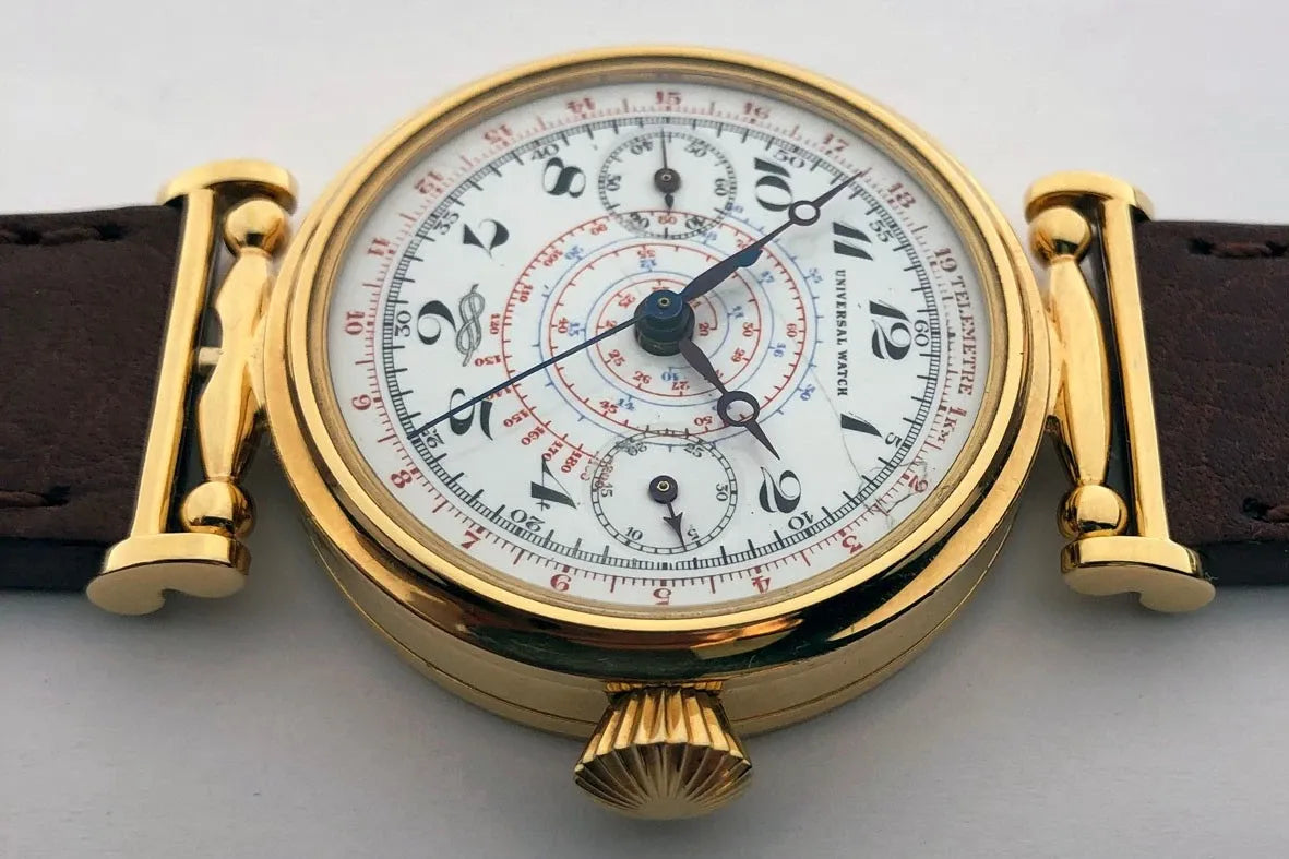 Rare VINTAGE Swiss Mechanical UNIVERSAL Gilded Chronograph Wristwatch Marriage-
