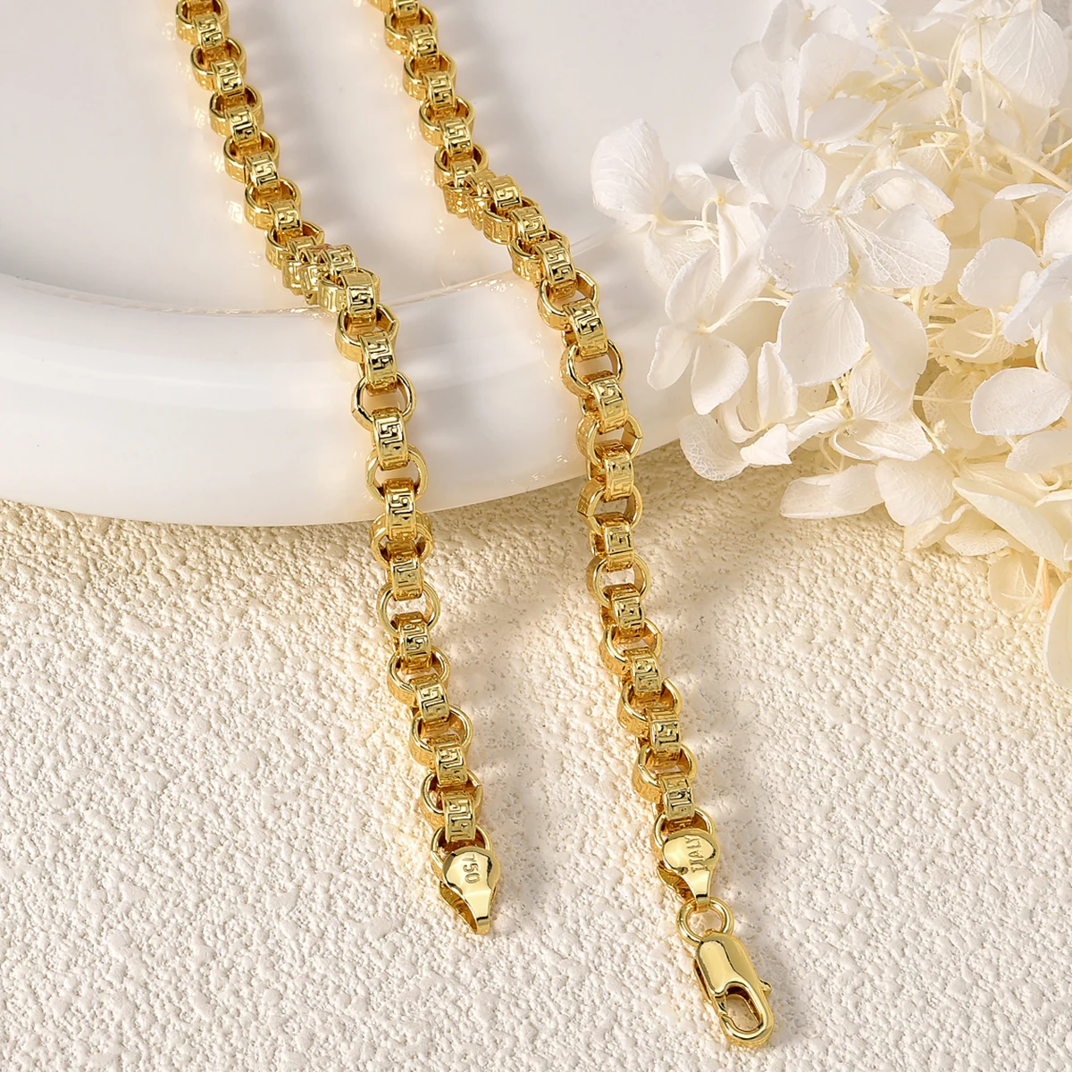 18 Carat Gold Necklace 750 Italy 45/50/55/60 cm Men Women Elegant Chain