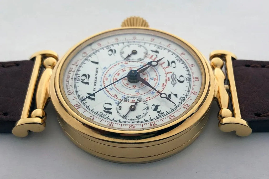Rare VINTAGE Swiss Mechanical UNIVERSAL Gilded Chronograph Wristwatch Marriage-