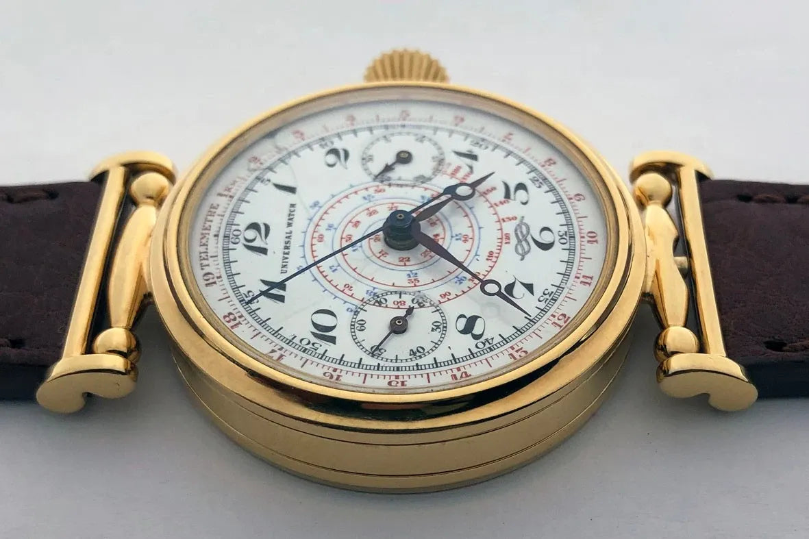 Rare VINTAGE Swiss Mechanical UNIVERSAL Gilded Chronograph Wristwatch Marriage-