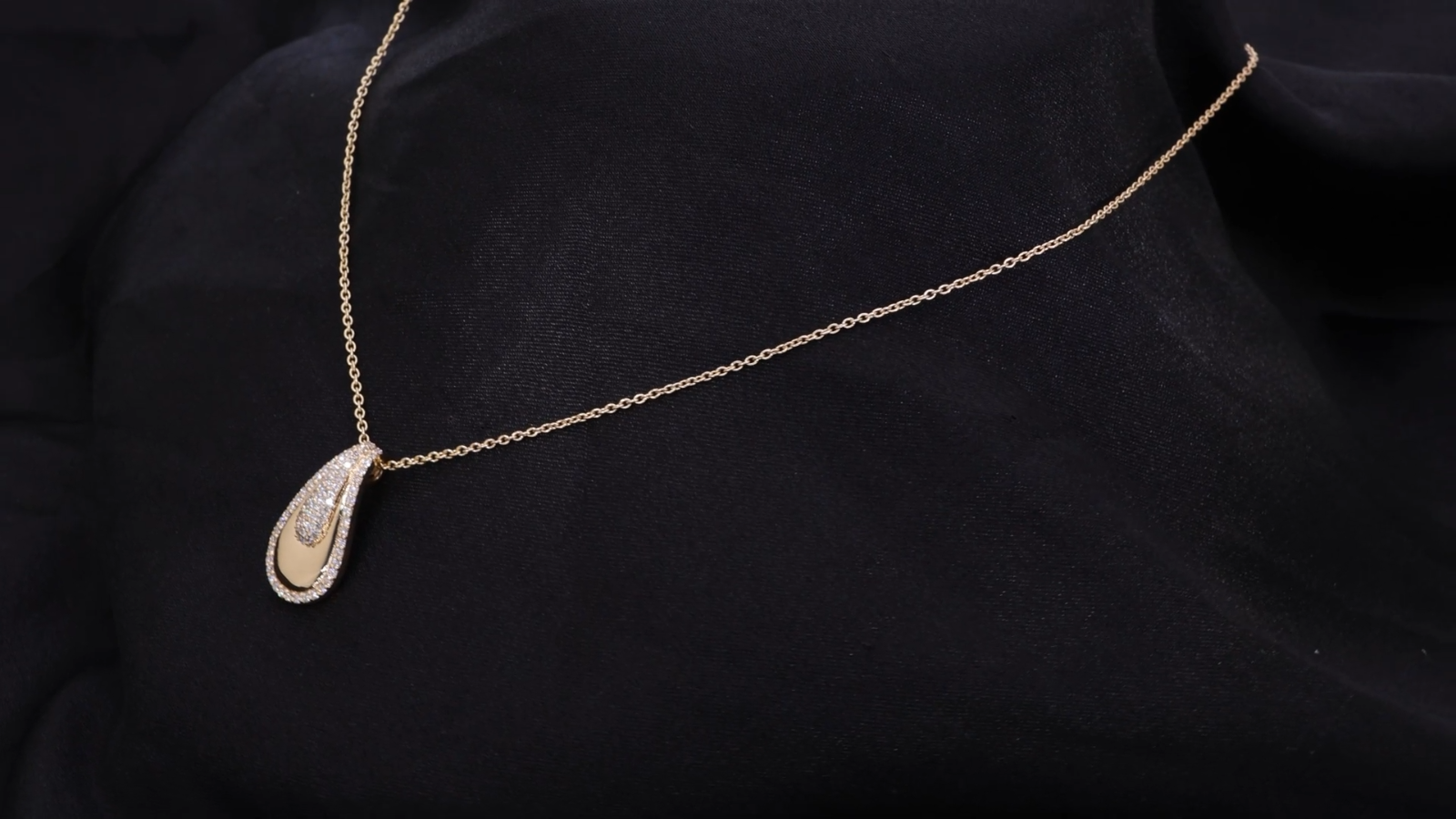 18K Solid Yellow Gold Chain Pendant With 0.48 Ct SI/H Natural Diamond