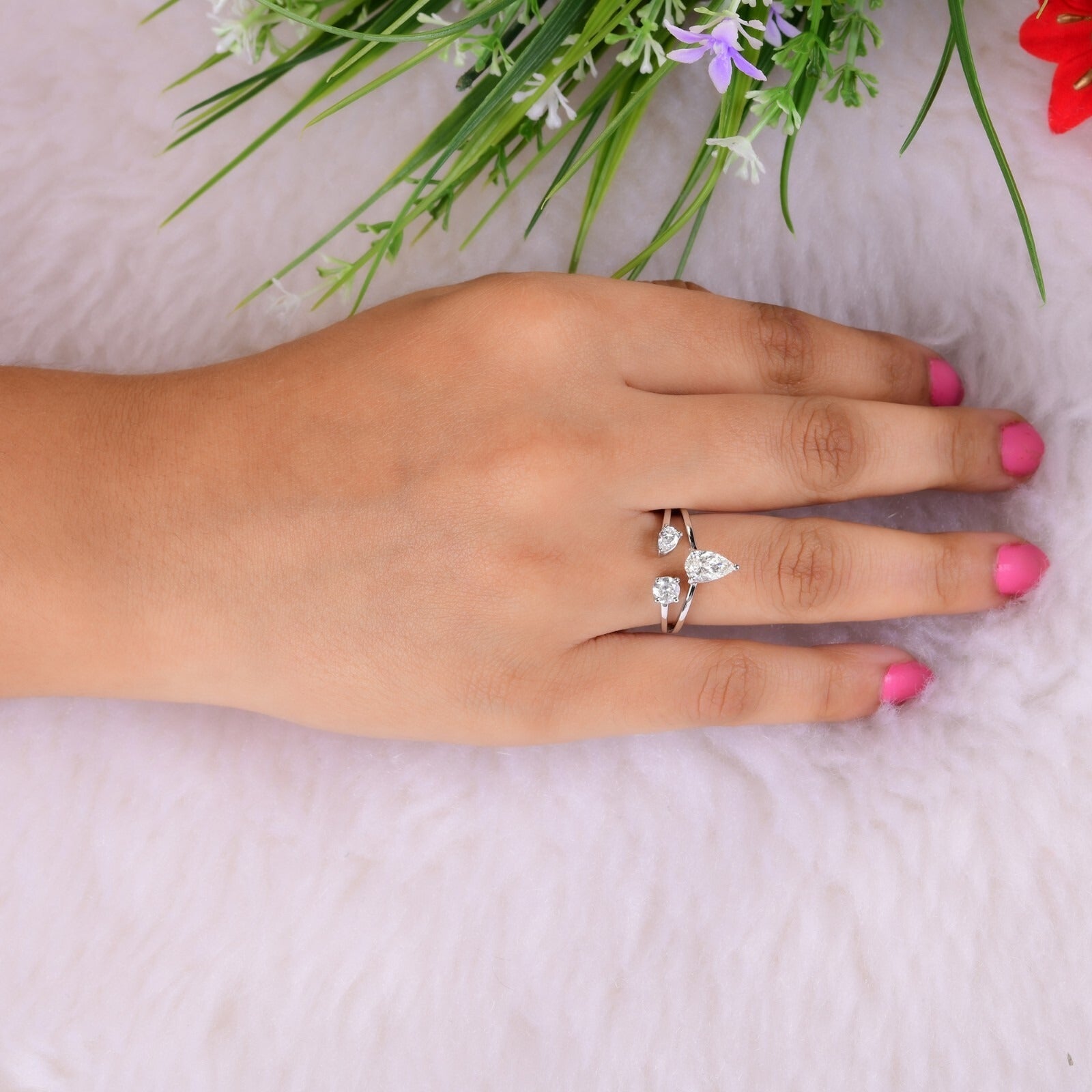 1.16 Ct Natural SI/H Round Diamond Ring In 18k White Gold Gift