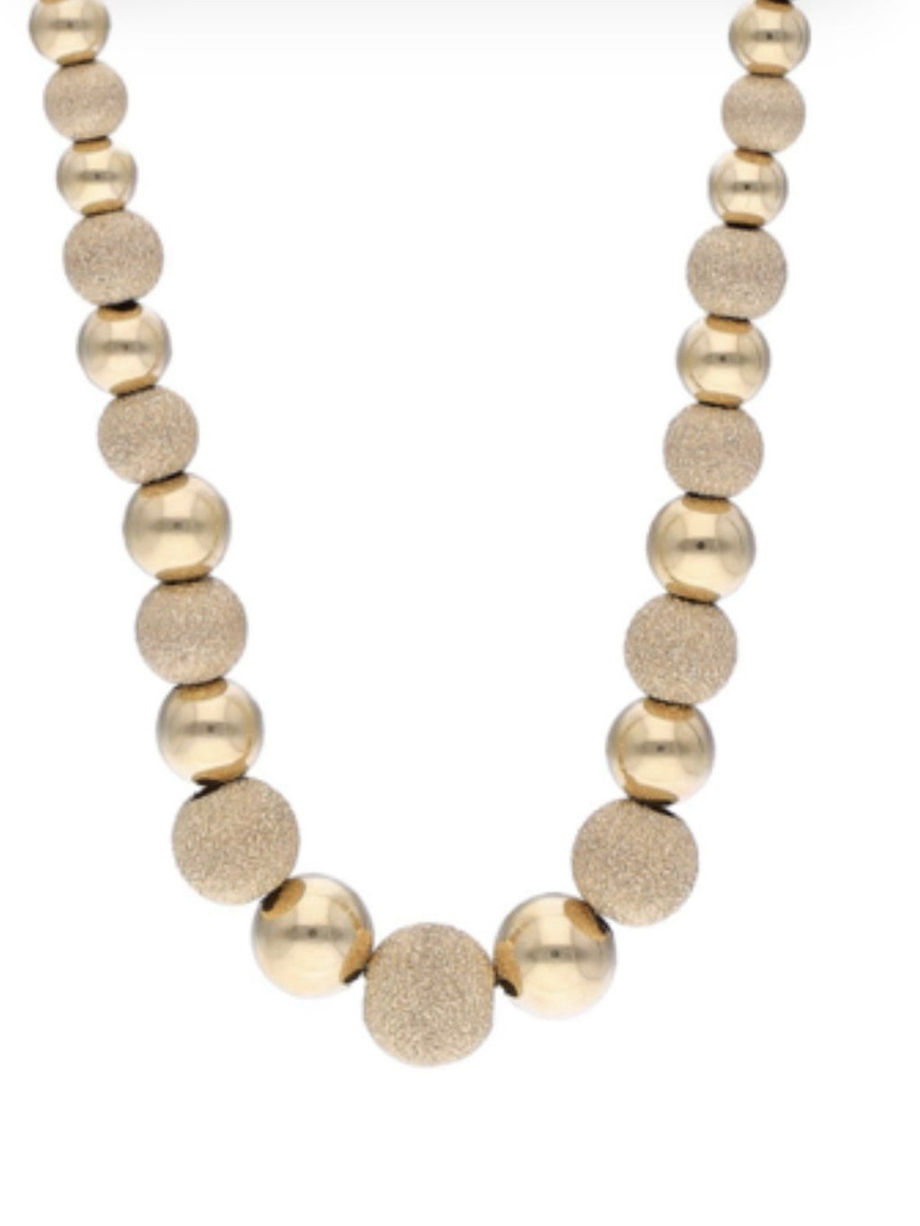 VINTAGE 18K (750) YELLOW GOLD NECKLACE – SATIN AND POLISHED BEADS – 45 CM – 13 GRAMS