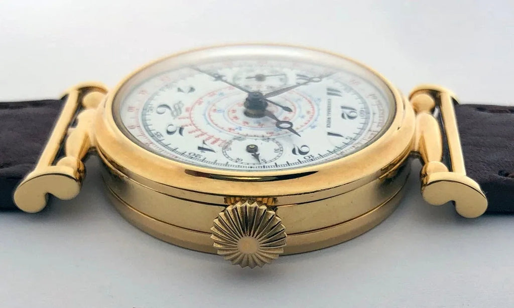 Rare VINTAGE Swiss Mechanical UNIVERSAL Gilded Chronograph Wristwatch Marriage-