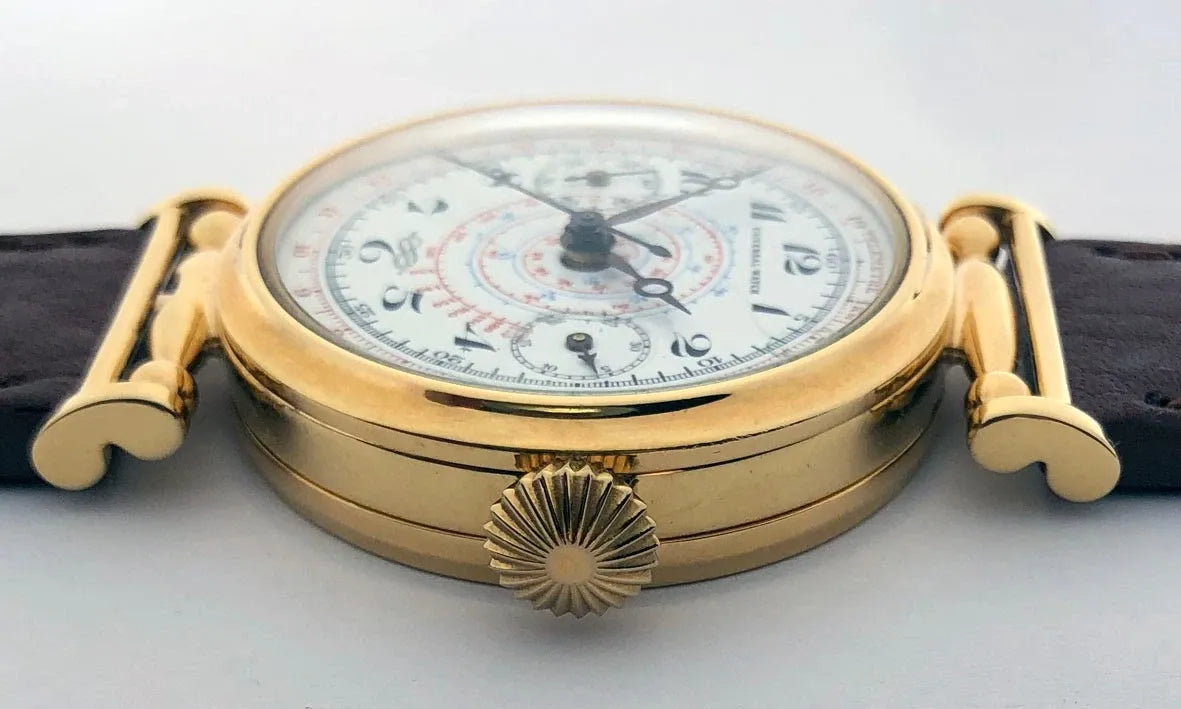 Rare VINTAGE Swiss Mechanical UNIVERSAL Gilded Chronograph Wristwatch Marriage-