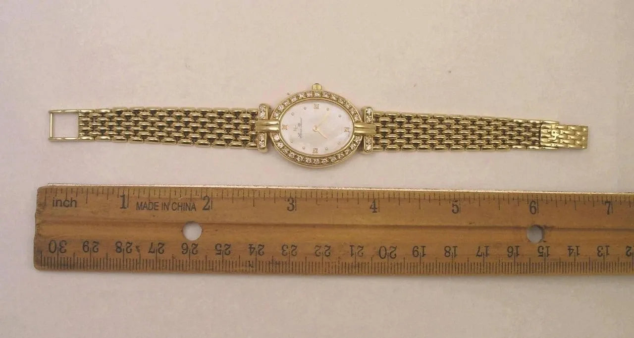 Ultra Rare Women's Lucien Piccard Mother-of-Pearl 14K Gold Diamond Watch with Box+