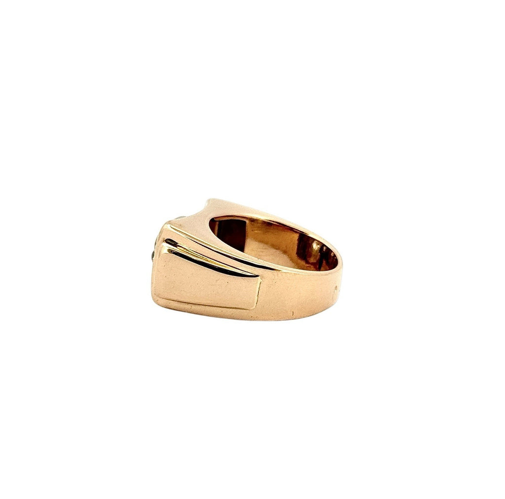 Antique Tank Ring in 18K Rose and White Gold and Diamonds Size 52