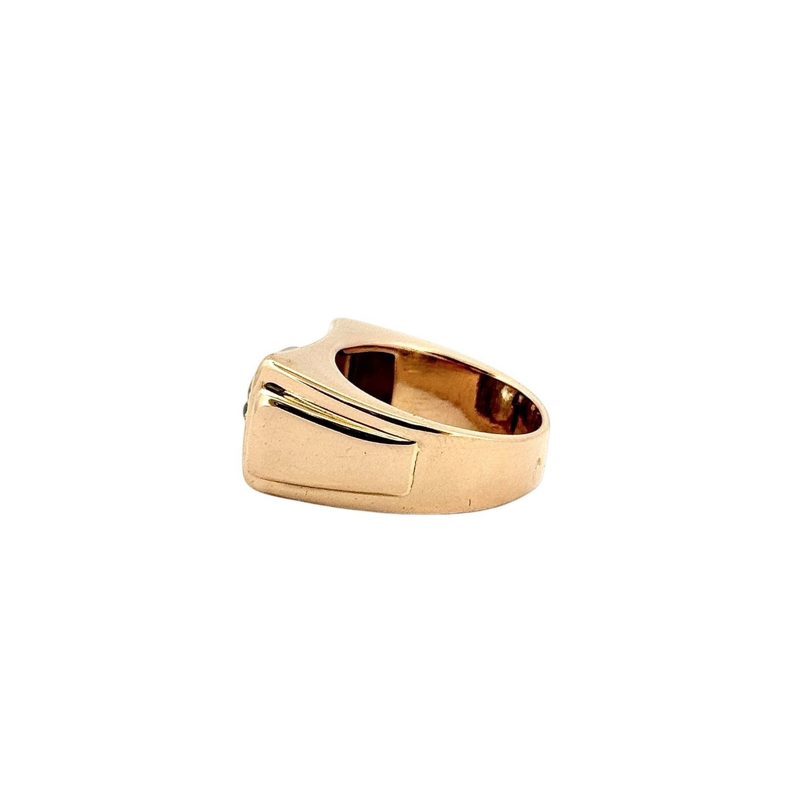 Antique Tank Ring in 18K Rose and White Gold and Diamonds Size 52