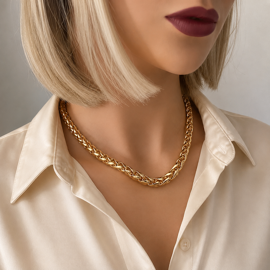 18K gold plated 750/000 graduated palm chain necklace 45cm