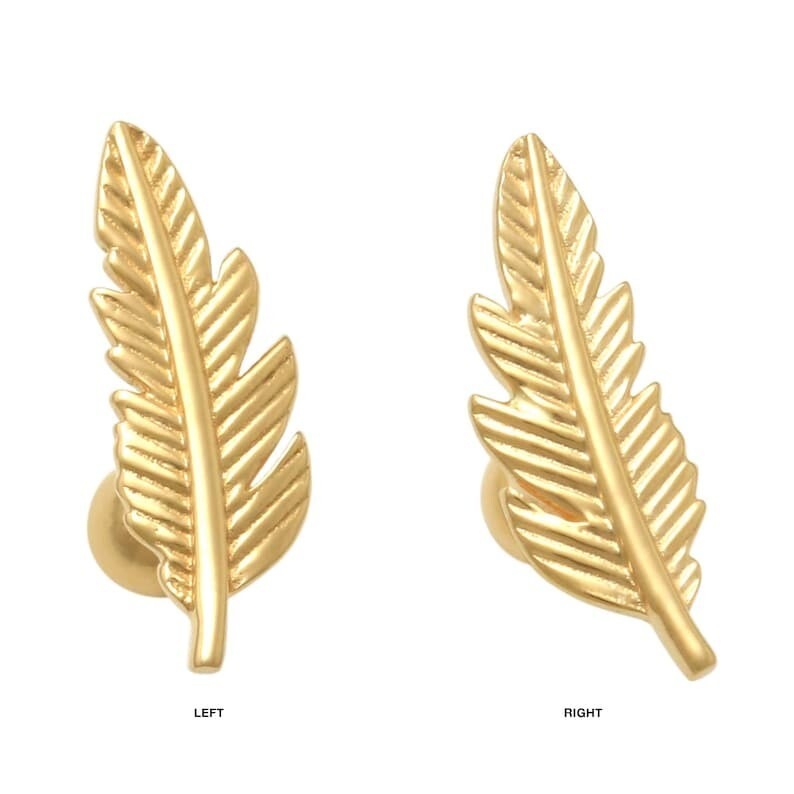 14K Solid Leaf Shape Nose/Ear Piercings Summer Jewelry For Women