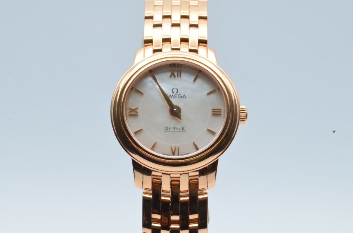 OMEGA DE VILLE PRESTIGE QUARTZ WOMEN'S RARE VINTAGE 27MM 18K GOLD 424.50.27