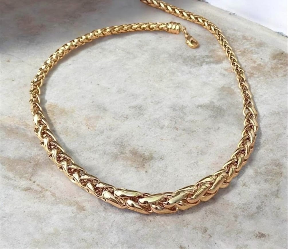 18K gold plated 750/000 graduated palm chain necklace 45cm