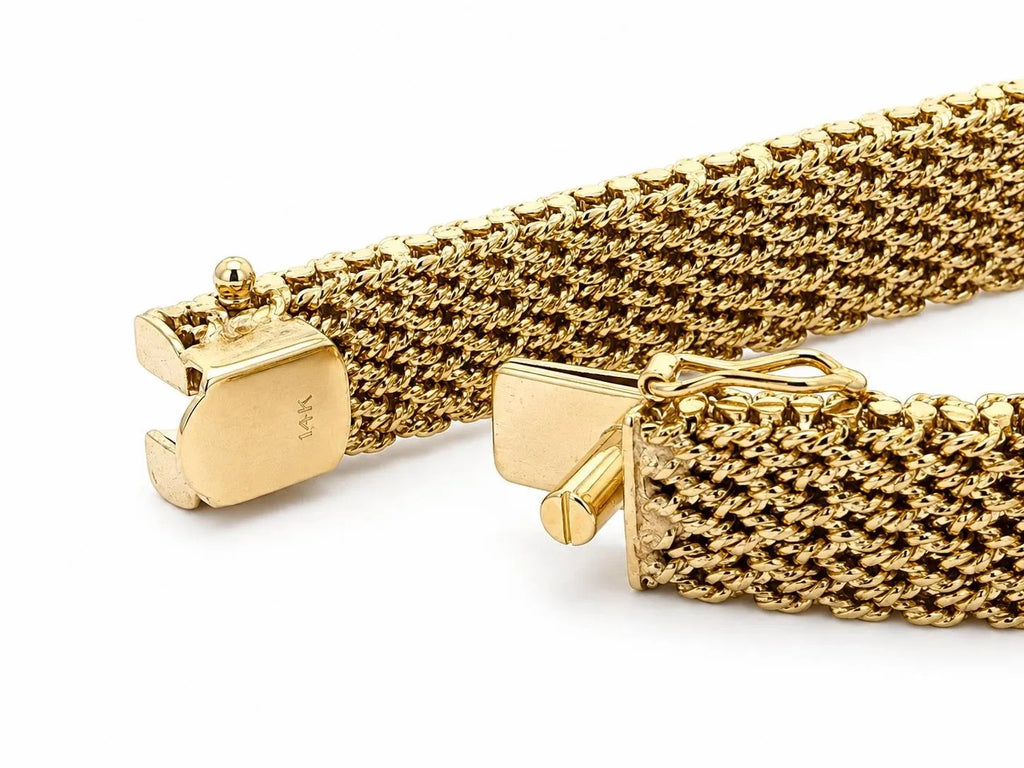 Vintage M&W Ullmann 14K gold diamond dial basket weave link bracelet watch-