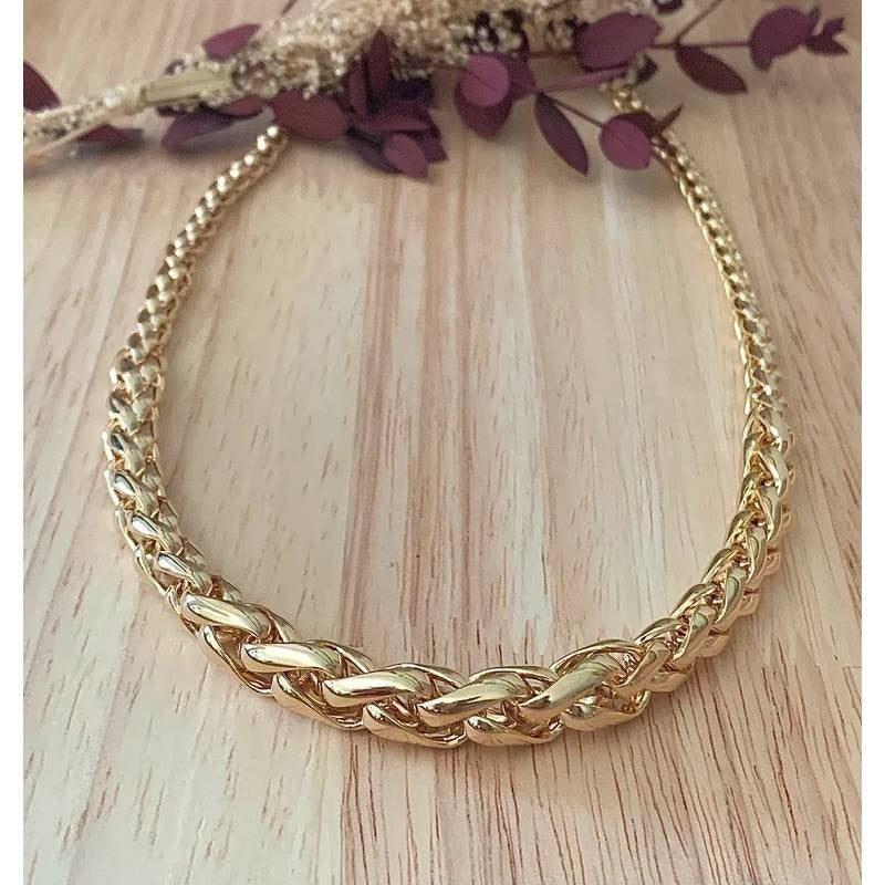 18K gold plated 750/000 graduated palm chain necklace 45cm