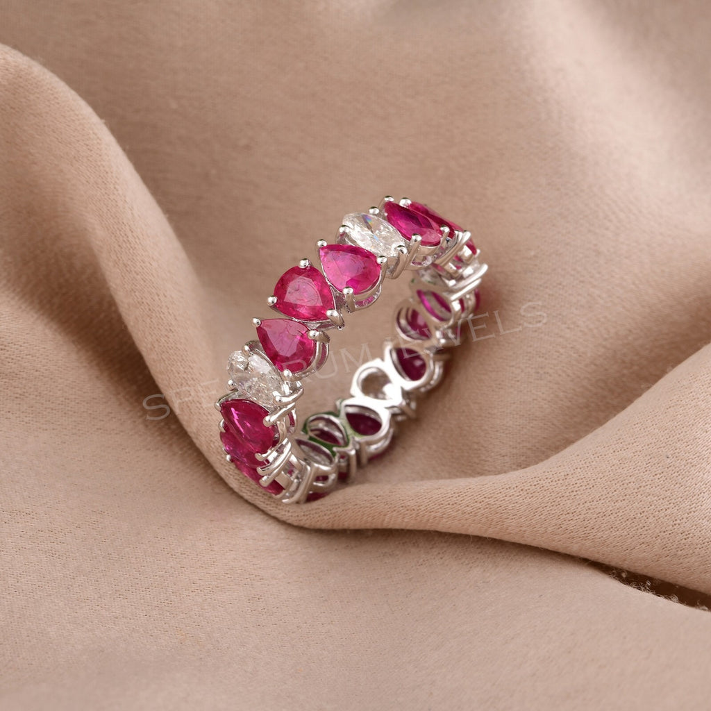 5.98Ct Genuine Ruby & Diamond Wedding Engagement Ring Gift for