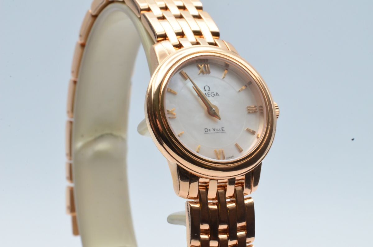 OMEGA DE VILLE PRESTIGE QUARTZ WOMEN'S RARE VINTAGE 27MM 18K GOLD 424.50.27