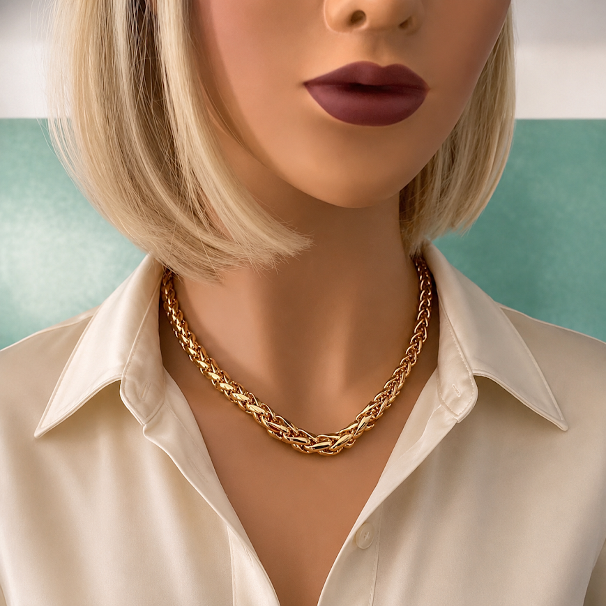 18K gold plated 750/000 graduated palm chain necklace 45cm