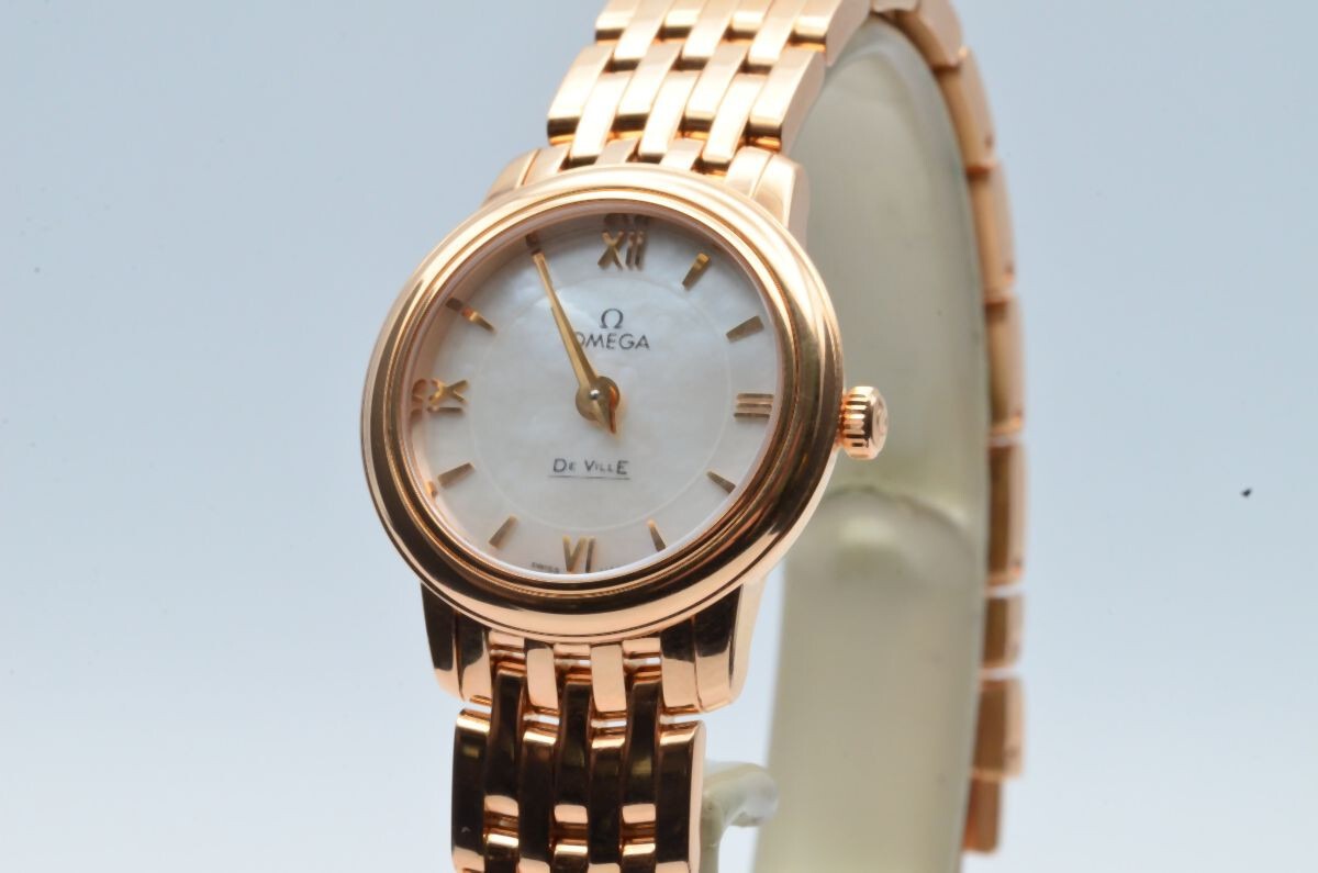 OMEGA DE VILLE PRESTIGE QUARTZ WOMEN'S RARE VINTAGE 27MM 18K GOLD 424.50.27