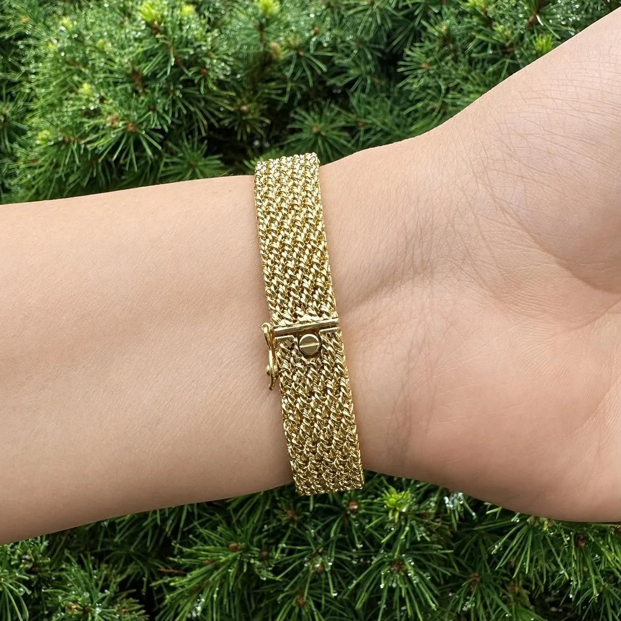 Vintage M&W Ullmann 14K gold diamond dial basket weave link bracelet watch-