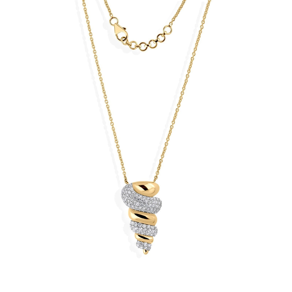 18K Solid Yellow Gold Necklace with 1.55 ct SI/H Diamond Pendant