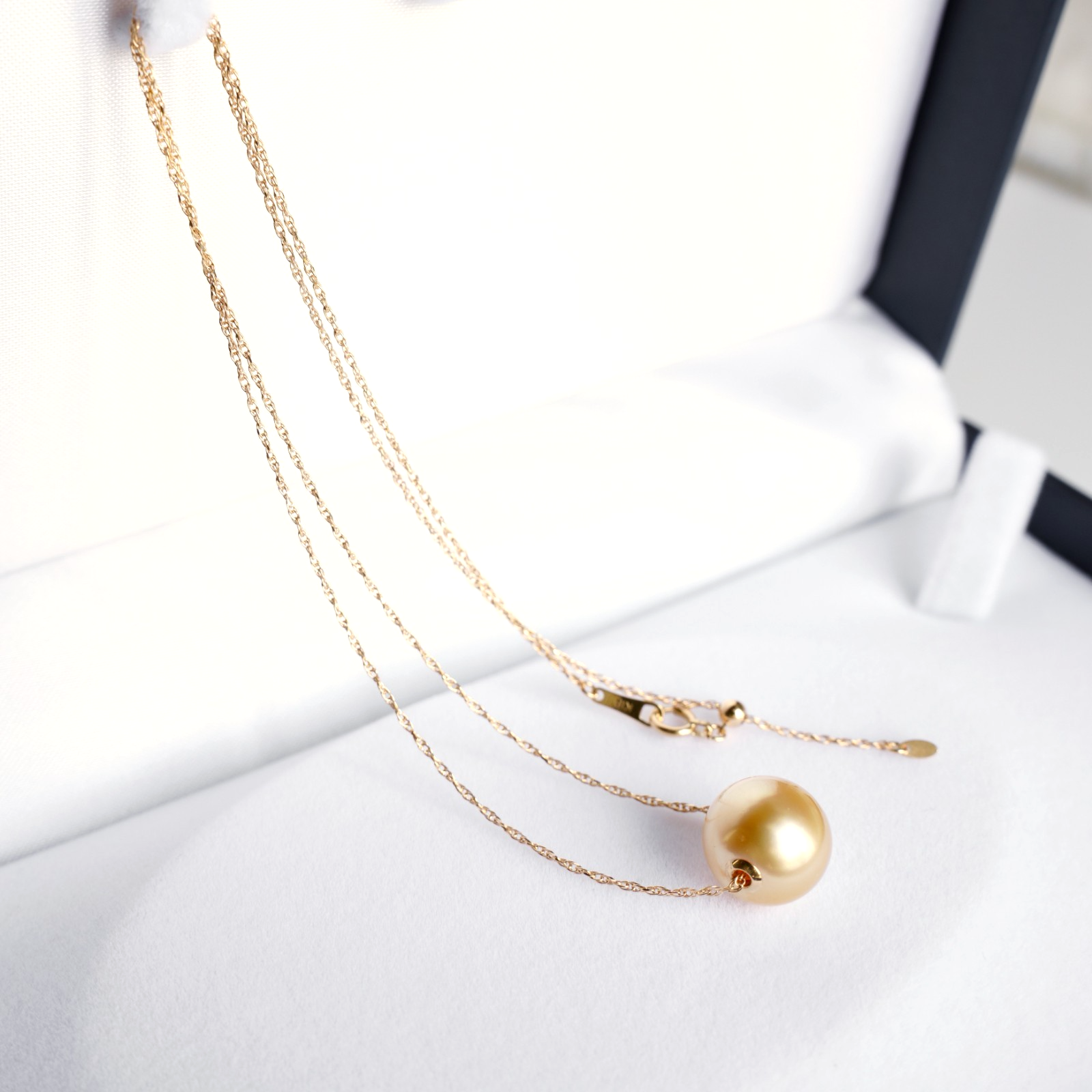 18k Yellow Gold 11.6mm South Sea Golden Pearl Pendant Necklace, reg...