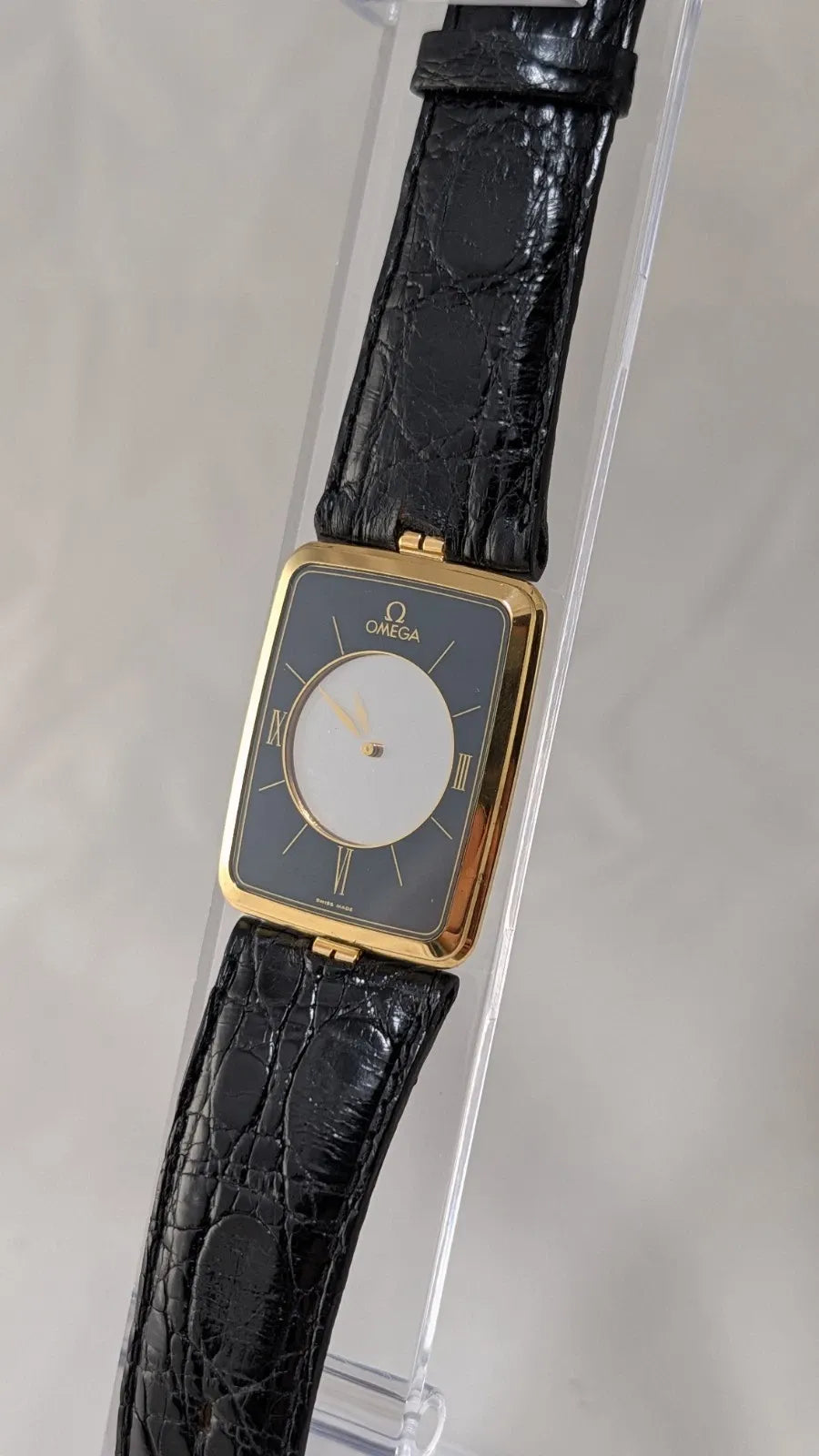 RARE OMEGA LA MAGIQUE SCARFACE 18K YELLOW GOLD QUARTZ WATCH 191.8523