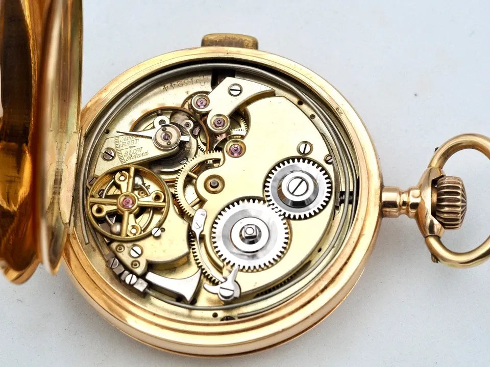 ERAX Swiss Quarter Repeater Pocket Watch, 14K Gold, 88.12g, 3-Cover