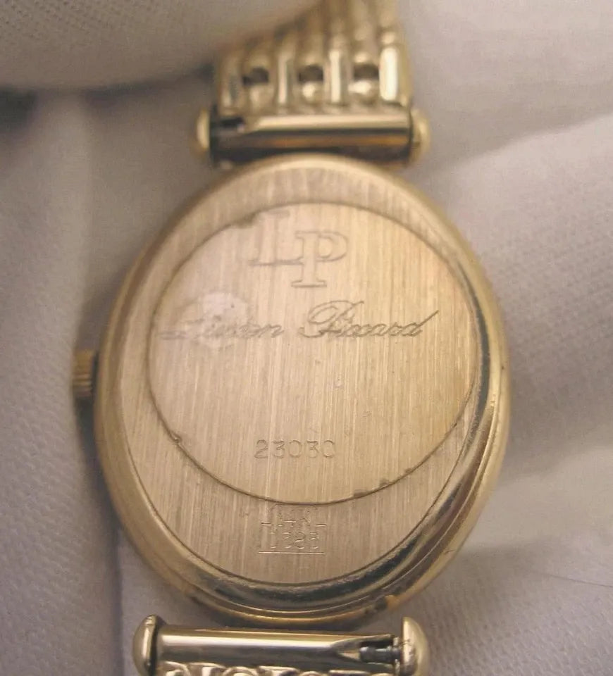 Ultra Rare Women's Lucien Piccard Mother-of-Pearl 14K Gold Diamond Watch with Box+